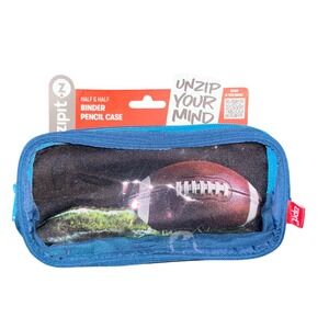 Zipit Half Half Binder Pencil Case Football American NFL Style Blue‎